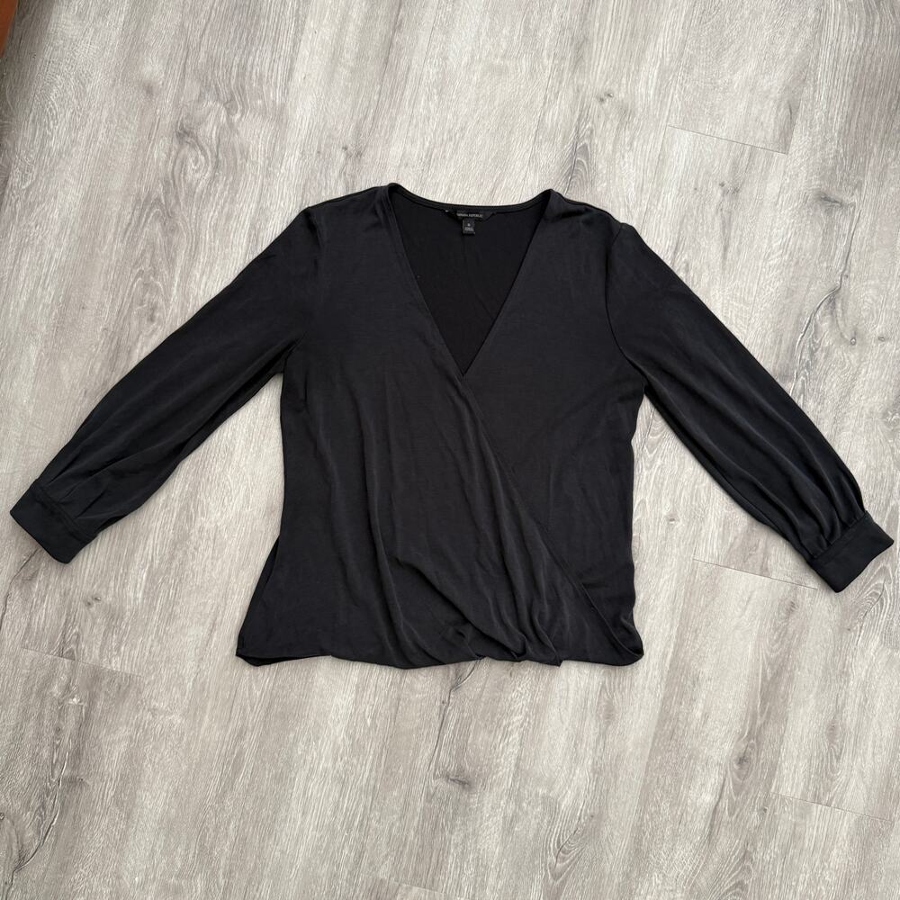 Banana Republic Wrap Top‎ Black Long Sleeve Blouse, EUC, Small